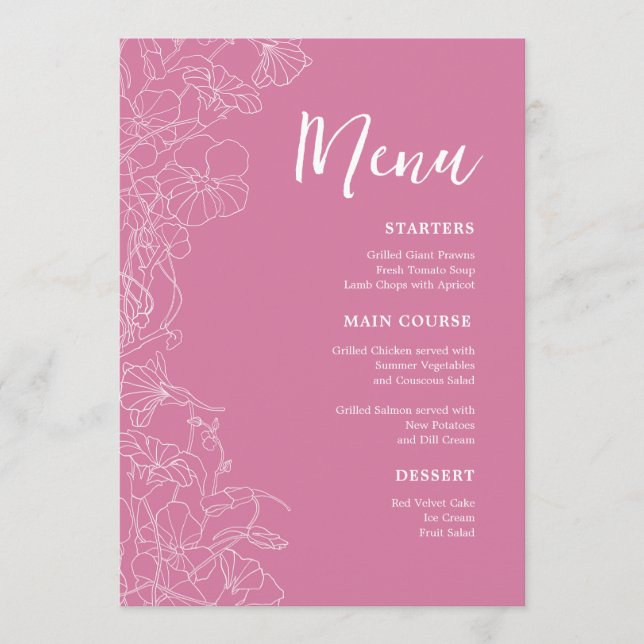 Pink Floral Dinner Menu (Front)