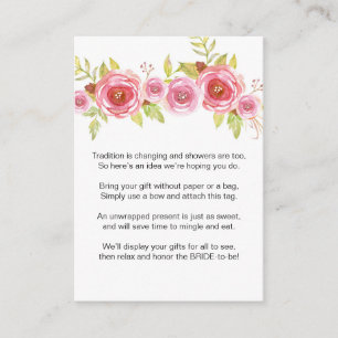 Pink Floral Display Bridal Shower request tag 3605 Enclosure Card