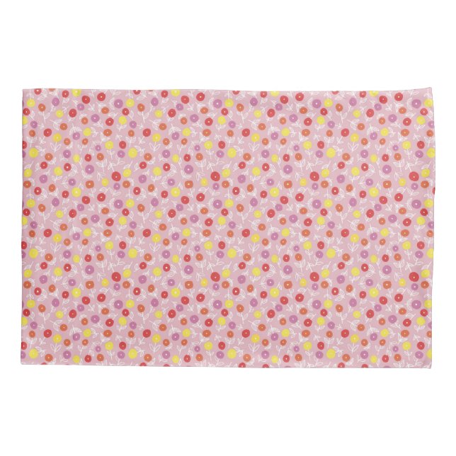 Pink Floral Ditsy Kids Pillowcase (Back)