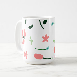 Pink Floral Doodle Garden Gift Coffee Mug