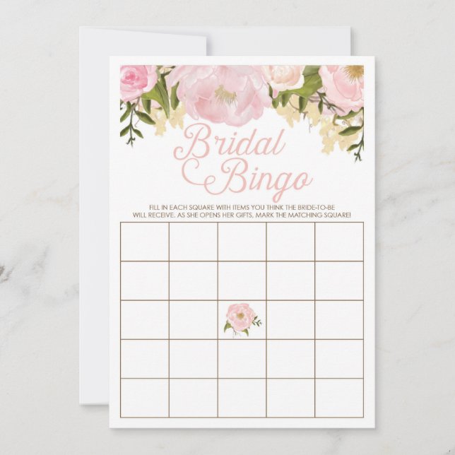 Pink Floral Double Sided Bridal Shower Game (Front)