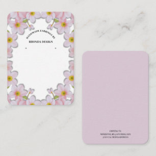 Pink Floral Earring Display  Business Card
