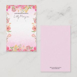 Pink Floral Earring Display Business Card