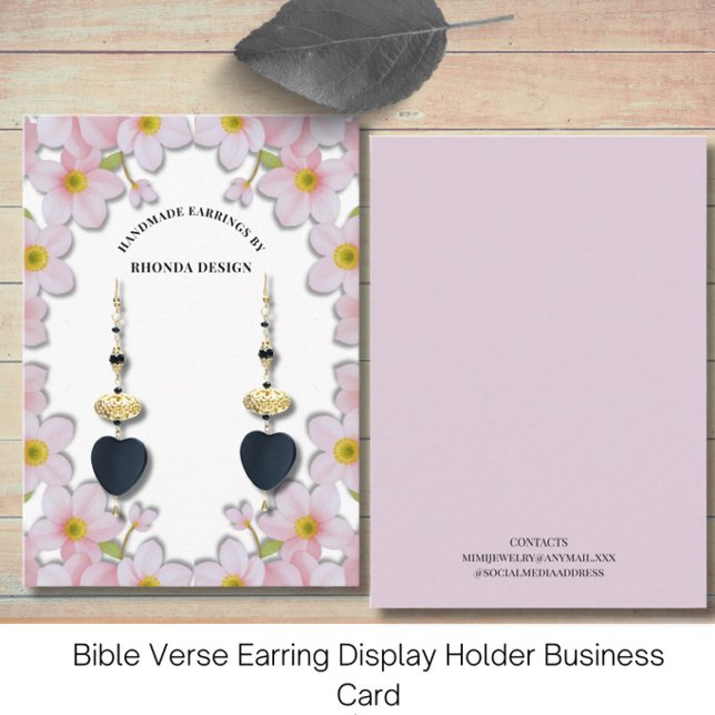 Pink Floral Earring Display  Business Card (Creator Uploaded)