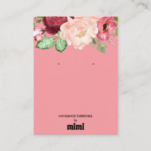 Pink Floral Earring Display Business Card