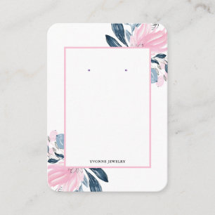 Pink Floral Earring Display Holder Business Card
