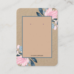 Pink Floral Earring Display Holder Business Card