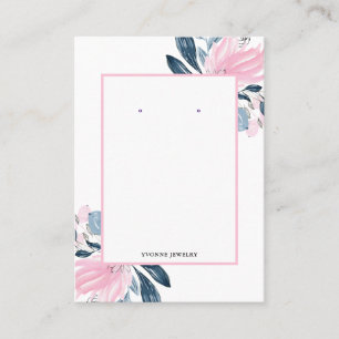 Pink Floral Earring Display Holder Business Card