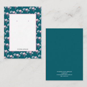 Pink Floral Earring Display Holder Business Card
