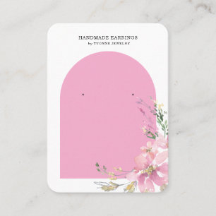Pink Floral Earring Display Holder Business Card