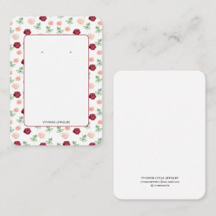 Pink Floral Earring Display Holder Business Card