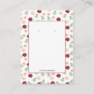 Pink Floral Earring Display Holder Business Card