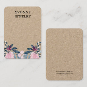 Pink Floral Earring Display Holder Business Card