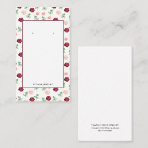 Pink Floral Earring Display Holder Business Card