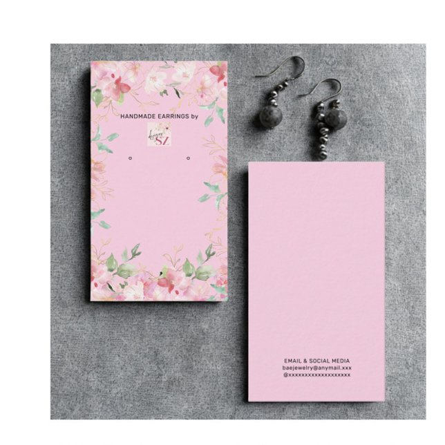 Pink Floral Earring Display Holder Card (Creator Uploaded)