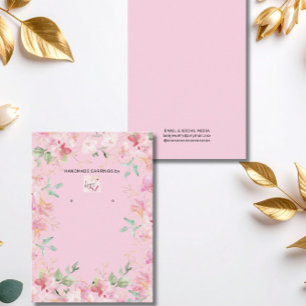 Pink Floral Earring Display Holder Card