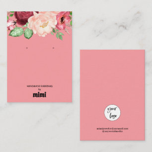 Pink Floral Earring Logo Display Business Card