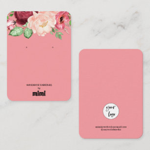 Pink Floral Earring Logo Display Business Card