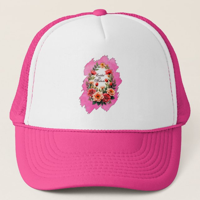 Pink Floral Easter Egg – Spring Art - boné Trucker Hat (Front)