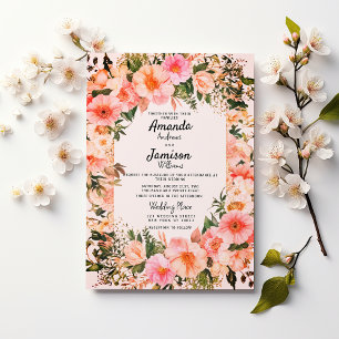 Pink Floral Elegance Garden Blossoms Wedding Invitation
