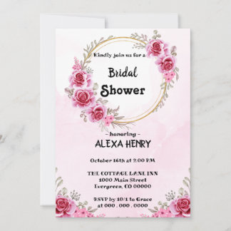 Pink floral Elegant Boho Invitation