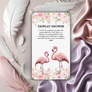 Pink Floral Elegant Flamingo Baby Shower Enclosure Card