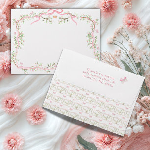 Pink Floral Elegant Greenery Envelope
