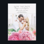 Pink Floral Elegant Photo Save the Date Announcement Postcard<br><div class="desc">Pink flowers watercolor elegant photo save the date postcards</div>