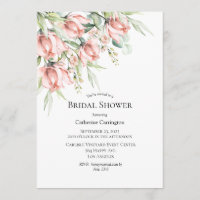 Pink Floral Elegant Watercolor Bridal Shower Invit