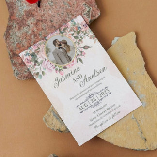 Pink Floral Elegant Wedding Invitation