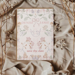 Pink Floral Elegant Wedding Save the Date Overlay Vellum Invitations