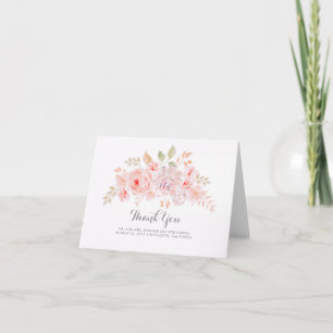 Pink Floral Elegant Wedding Thank You Card
