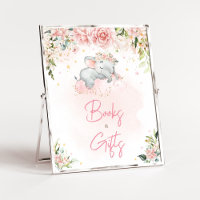 Pink Floral Elephant Baby Shower Books and Gifts