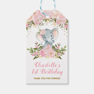 Pink Floral Elephant Birthday Party Favour Gift Ta Tags