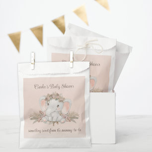 Pink Floral Elephant Girl Baby Shower Thank You Favour Bags