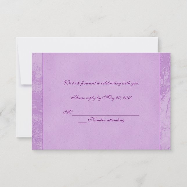 Pink Floral Embossed RSVP Invitation (Front)
