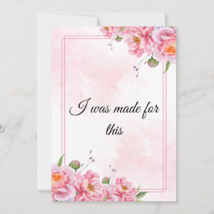 Pink Floral Empowering Quote Art Holiday Card