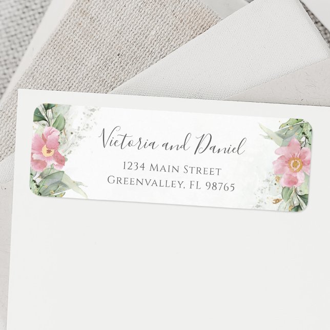 Pink Floral Eucalyptus Greenery Return Address (Creator Uploaded)