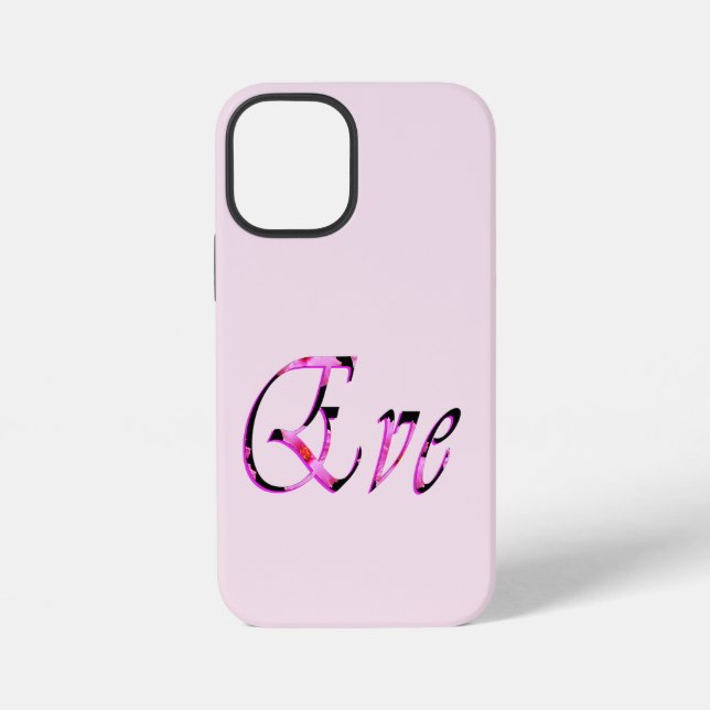 Pink Floral Eve Name, iPhone Case (Back)