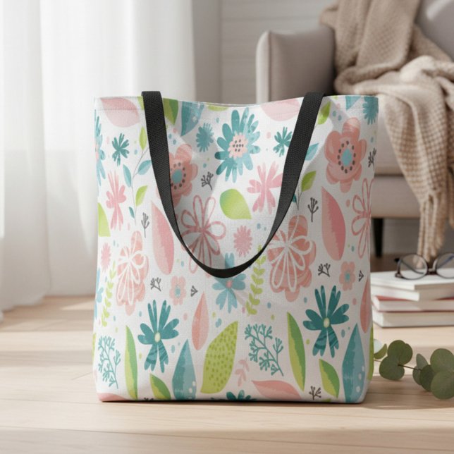 Pink Floral Everyday Tote Bag (Creator Uploaded)