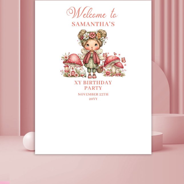 Pink Floral Fairy 4th Birthday Backdrop Tapestry (Pink Floral Fairy 4th Birthday Backdrop)