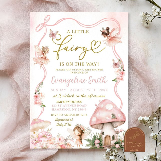 Pink Floral Fairy Baby Shower Invitation (Creator Uploaded)