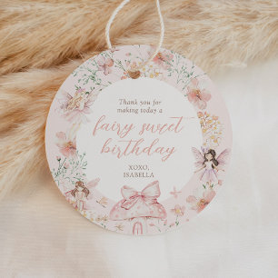 Pink Floral Fairy Birthday Favour Tags