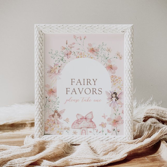 Pink Floral Fairy Birthday Favours Sign (Creator Uploaded)