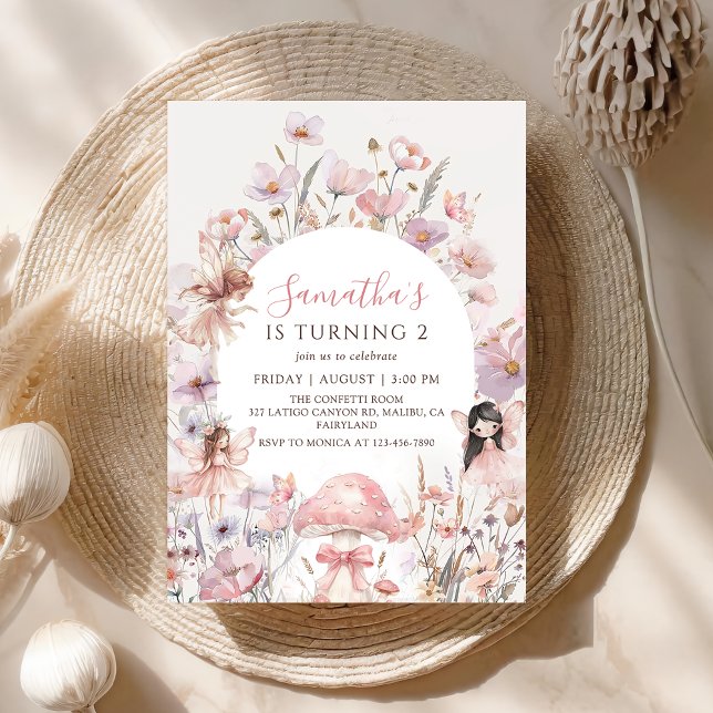 Pink Floral Fairy Birthday Invitation (Creator Uploaded)