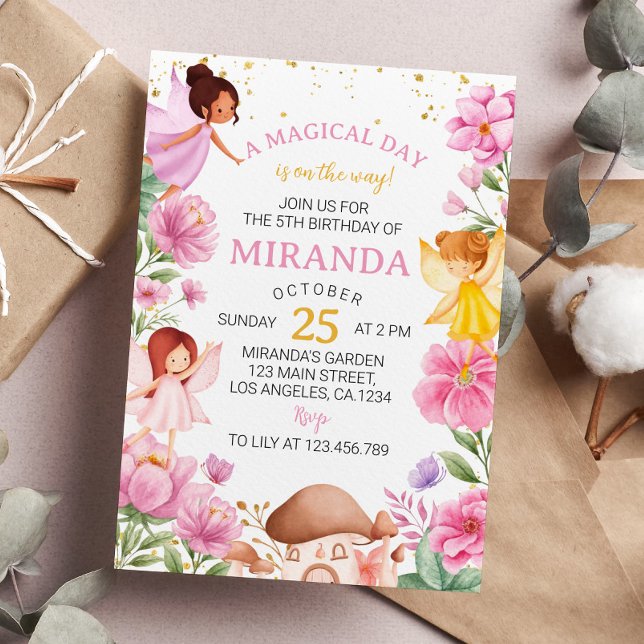 Pink Floral Fairy Birthday Invitation (Creator Uploaded)