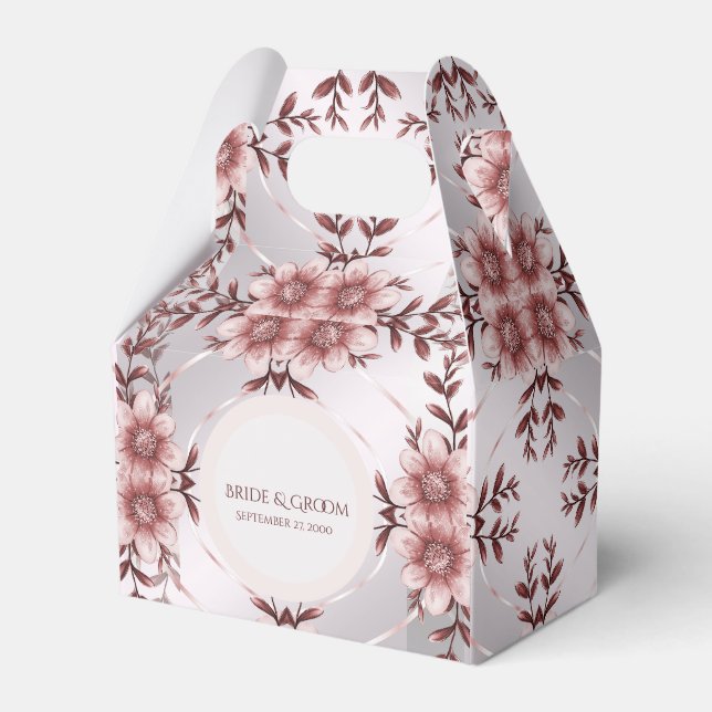 Pink Floral Favour Box (Front Side)