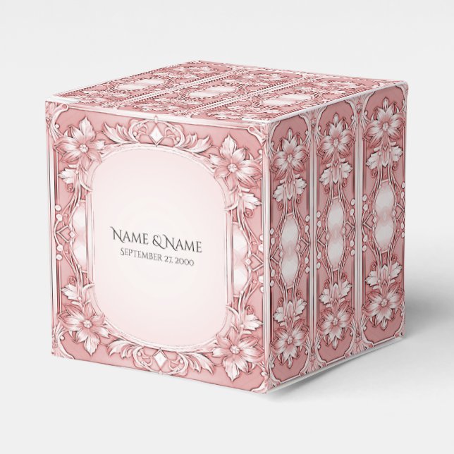 Pink Floral Favour Box (Front Side)