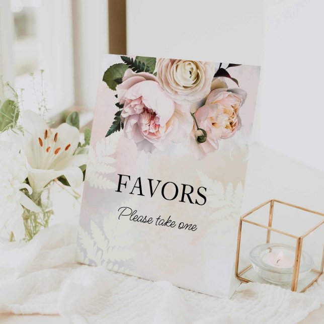 Pink Floral Favours Bridal Shower Sign (Blush Pink Floral Favors Sign)
