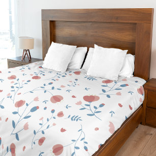 Pink Floral Feminine Style Cute Hand-Drawn Style Fleece Blanket